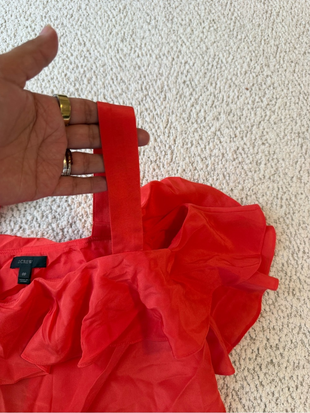J. Crew Red Ruffle Off-Shoulder Camisole - Picture 4 of 6